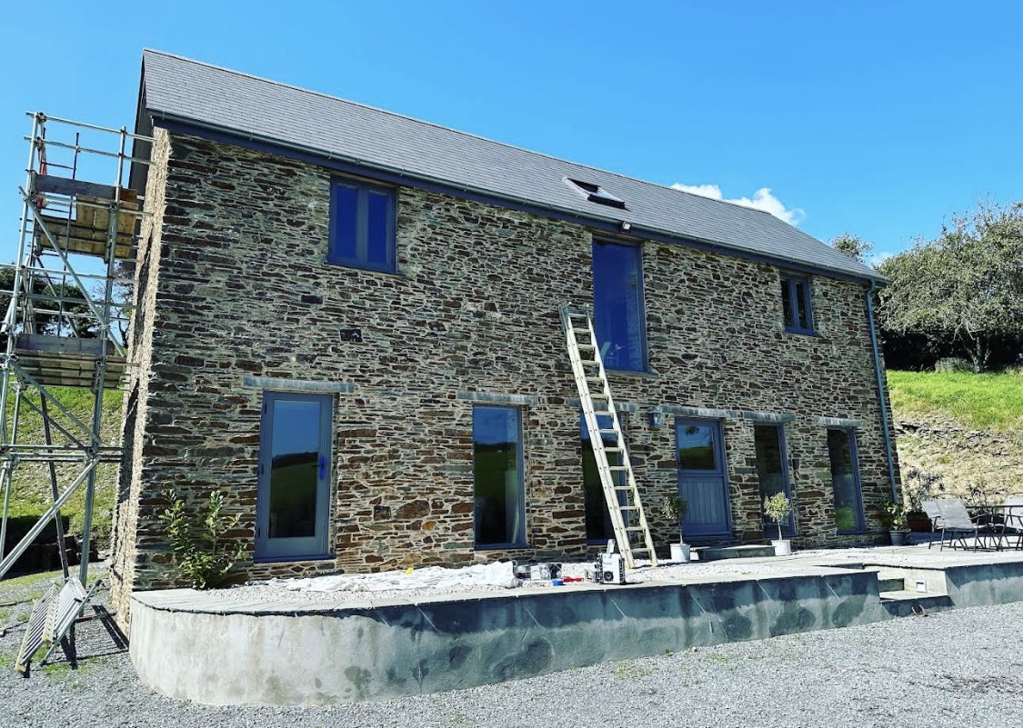 Blue barn joinery — scaffolding, work in progress