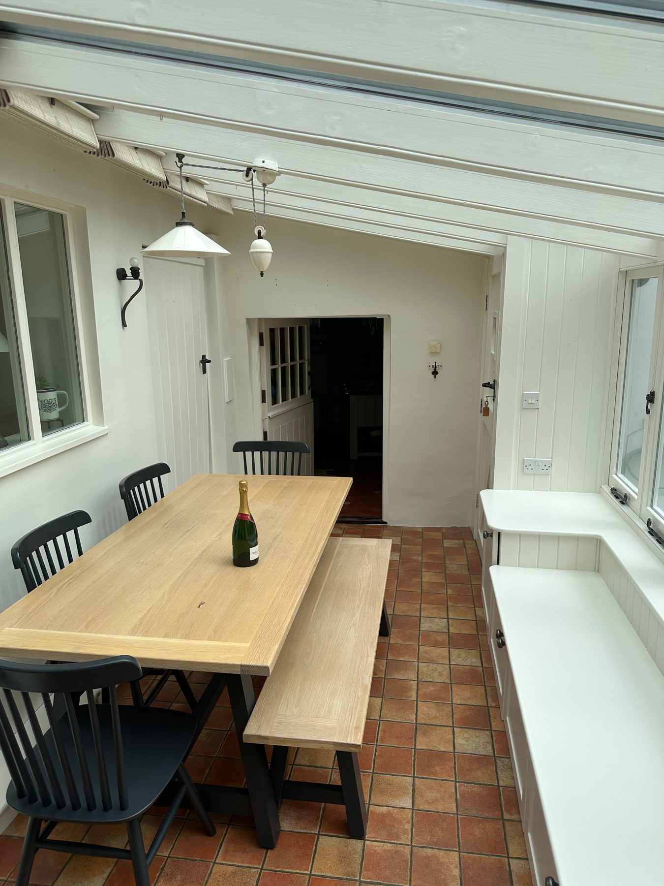 Bright dining garden room